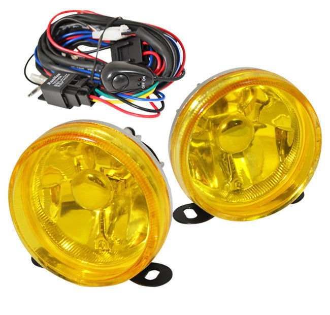 Universal 3.5" Round Fog Lights Yellow Len (Includes Switch & Wiring Harness) - Parts Agent