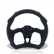 Universal 320mm Flat Bottom Style Aluminum Steering Wheel Black / Black - Parts Agent