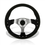 Universal 320mm Fusion Style Aluminum Steering Wheel Black / Black - Parts Agent