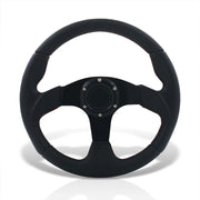 Universal 320mm Type-R Style Aluminum Steering Wheel Black Center with Red Stitching - Parts Agent