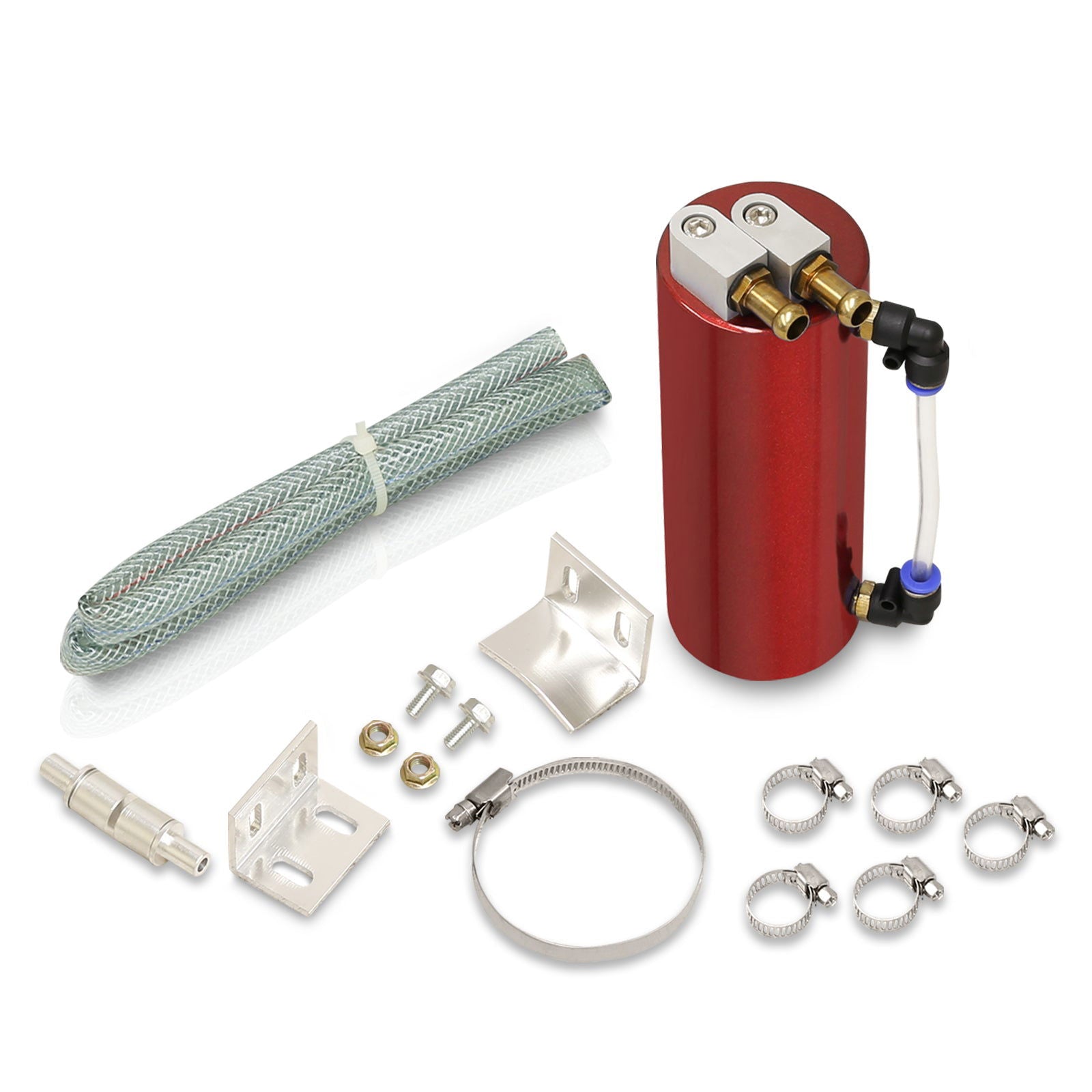 Universal 350ML Cylinder Oil Catch Can Tank 6.25"x3.25"x3.25" Red - Parts Agent