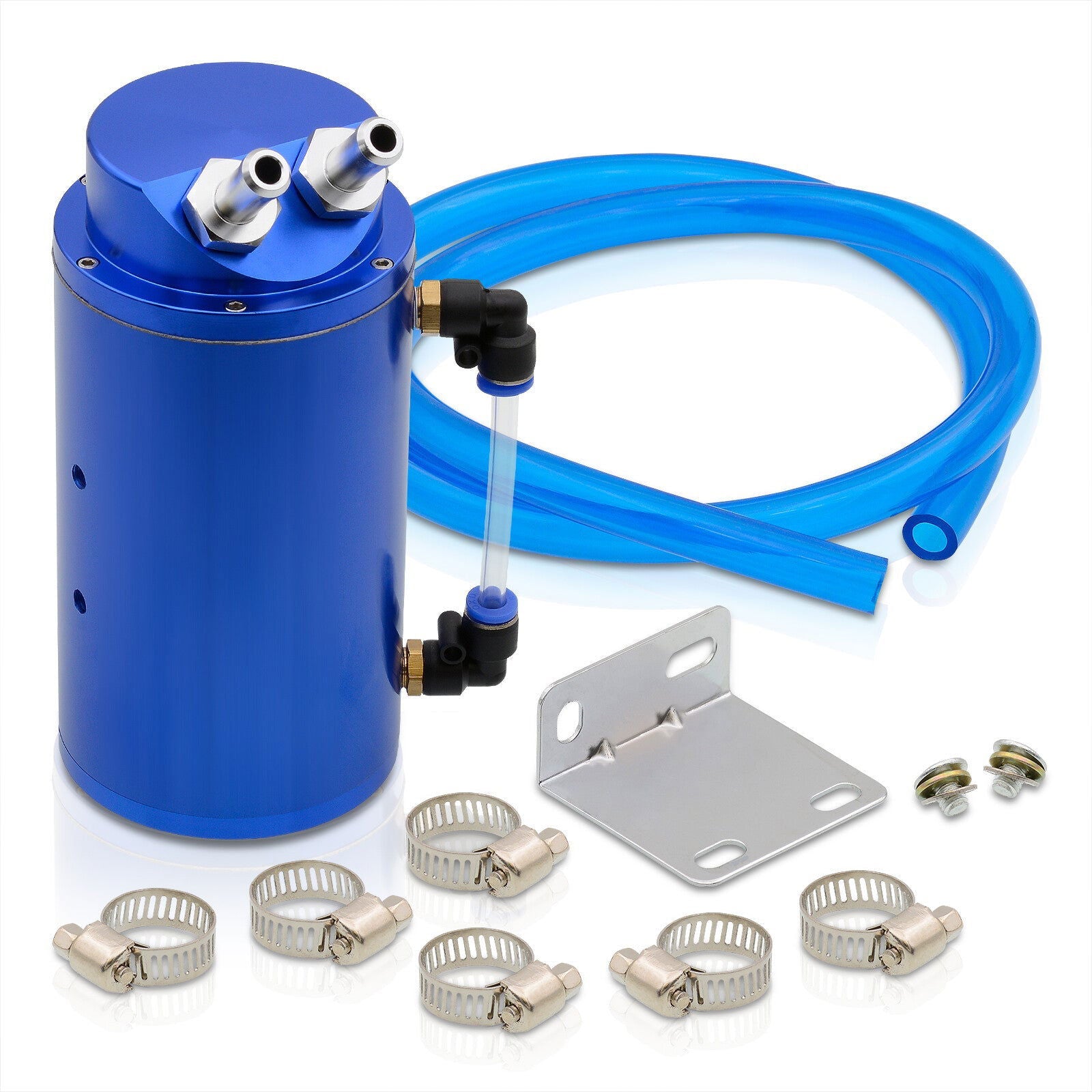 Universal 350ML Cylinder Oil Catch Can Tank 7.3"x4.2"x4.2" Blue - Parts Agent