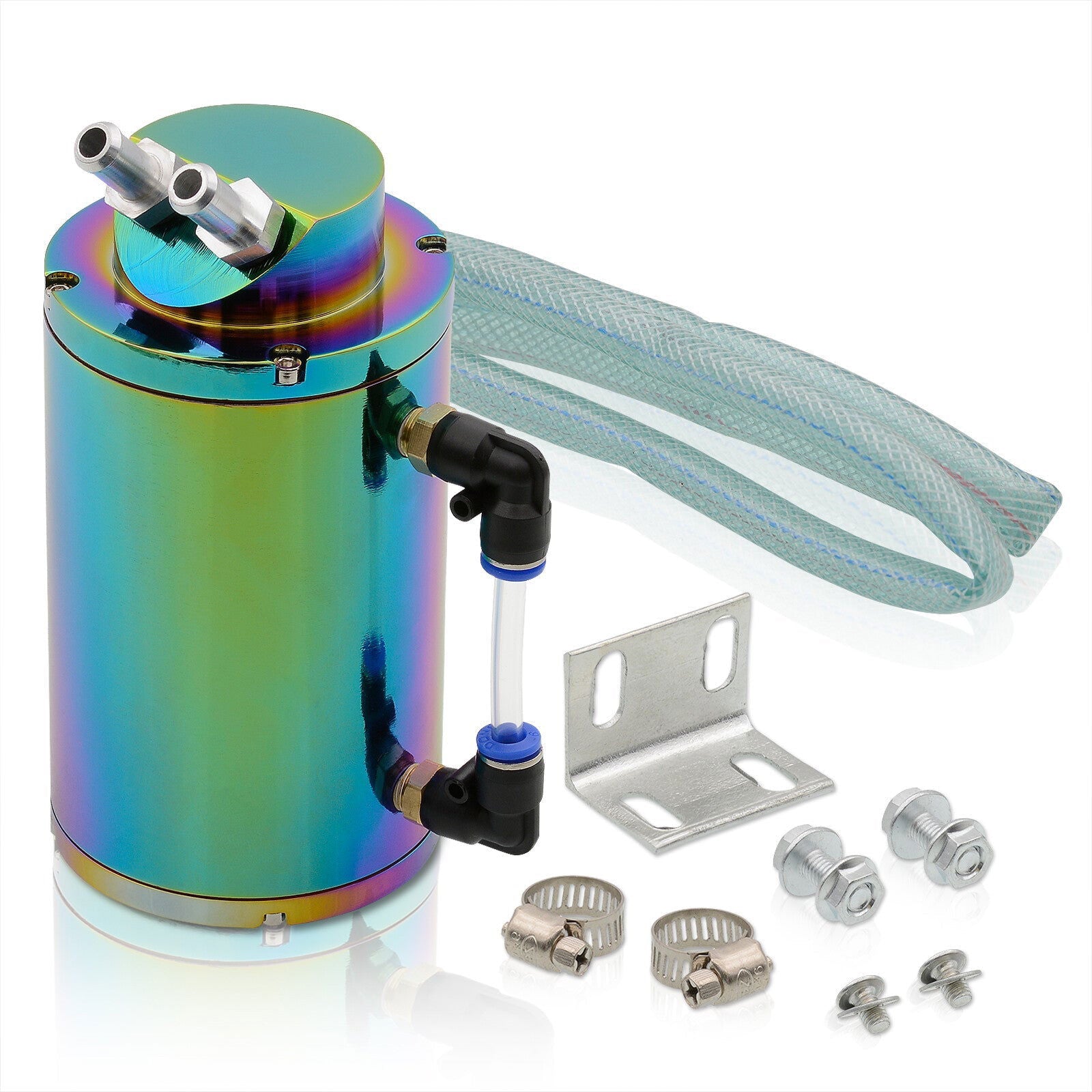 Universal 350ML Cylinder Oil Catch Can Tank 7.3"x4.2"x4.2" Neo Chrome - Parts Agent