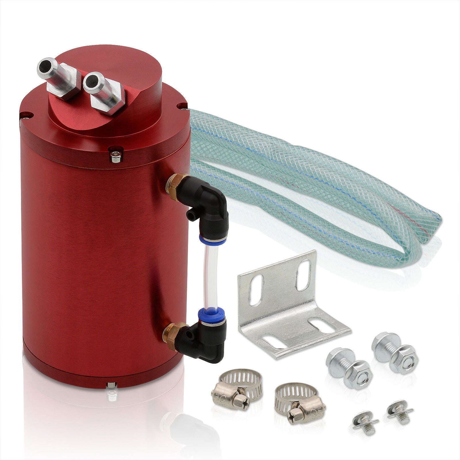 Universal 350ML Cylinder Oil Catch Can Tank 7.3"x4.2"x4.2" Red - Parts Agent