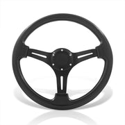 Universal 350mm Heavy Duty Aluminum Steering Wheel Black Center Black - Parts Agent