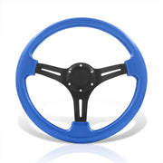 Universal 350mm Heavy Duty Aluminum Steering Wheel Black Center Blue - Parts Agent