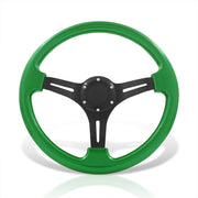 Universal 350mm Heavy Duty Aluminum Steering Wheel Black Center Green - Parts Agent