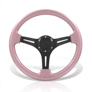 Universal 350mm Heavy Duty Aluminum Steering Wheel Black Center Pink - Parts Agent