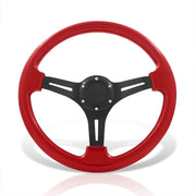 Universal 350mm Heavy Duty Aluminum Steering Wheel Black Center Red - Parts Agent