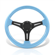 Universal 350mm Heavy Duty Aluminum Steering Wheel Black Center Sky Blue - Parts Agent