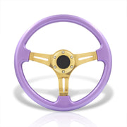 Universal 350mm Heavy Duty Steel Steering Wheel Gold Center Metallic Purple - Parts Agent