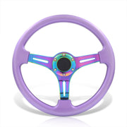 Universal 350mm Heavy Duty Steel Steering Wheel Neo Chrome Center Metallic Purple - Parts Agent