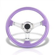 Universal 350mm Heavy Duty Steel Steering Wheel Polished Center Metallic Purple - Parts Agent