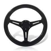 Universal 350mm Wood Grain Style Aluminum Steering Wheel Black Center Metallic Black Wood - Parts Agent