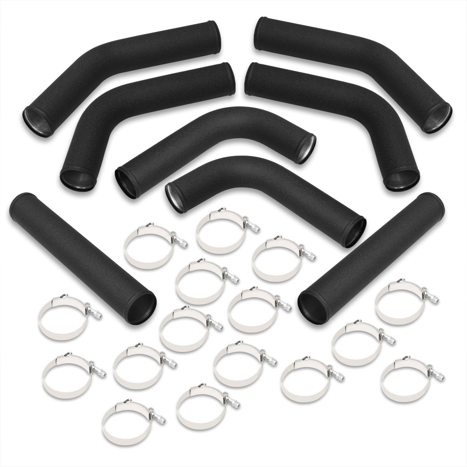 Universal 3" 8 Pieces Aluminum Piping Kit Black (x2 Straight / x2 90 Degree / x2 120 Degree / x2 135 Degree) - Parts Agent