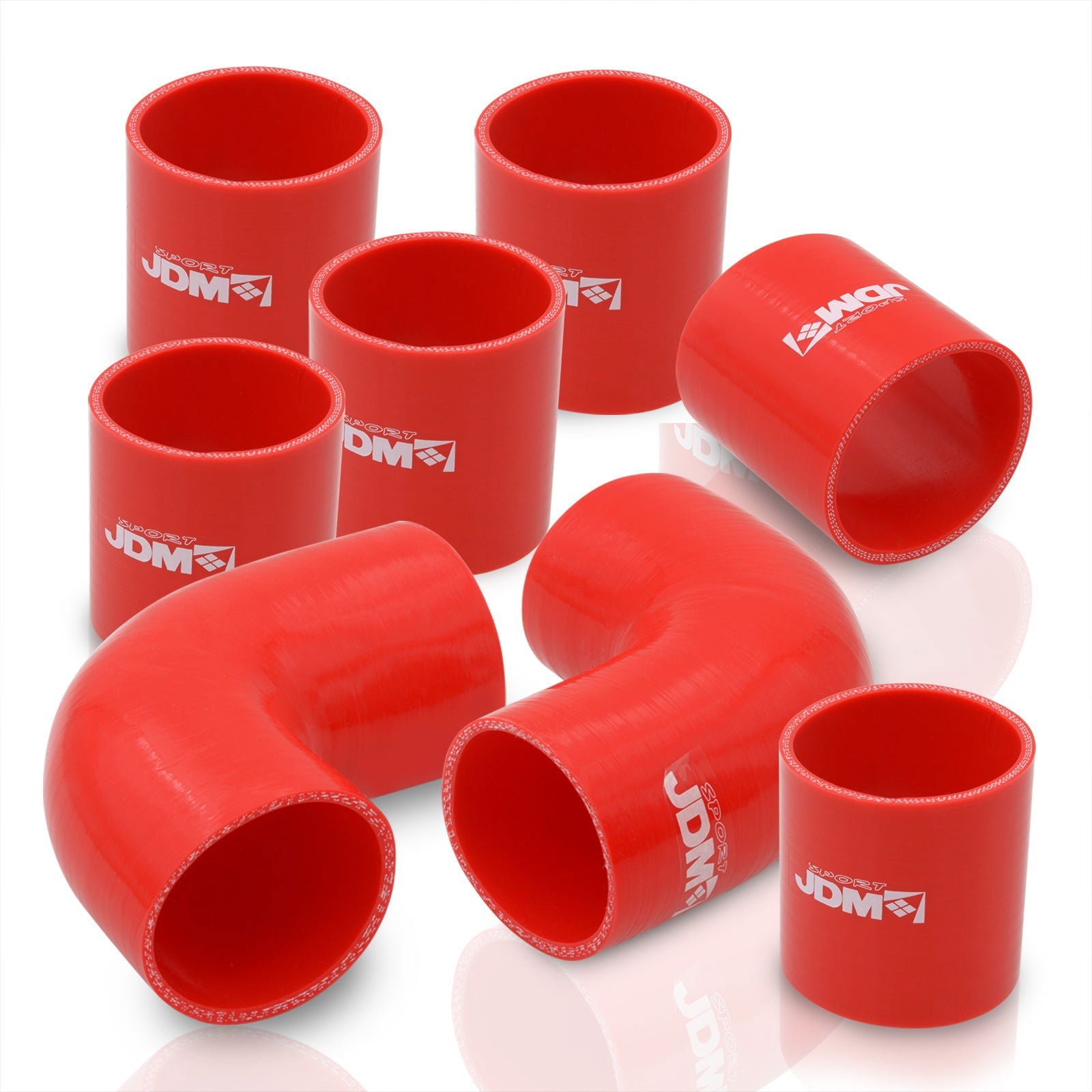 Universal 3" 8 Pieces Piping Kit Silicone Couplers Red (Use with PK-8P30* or PK-8PU30*) - Parts Agent