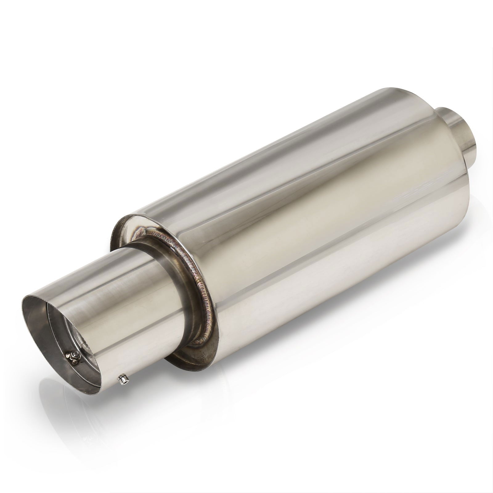 Universal 3" Inlet / 4.5" Slant Tip N1 Style Stainless Steel Exhaust Muffler Chrome - Parts Agent