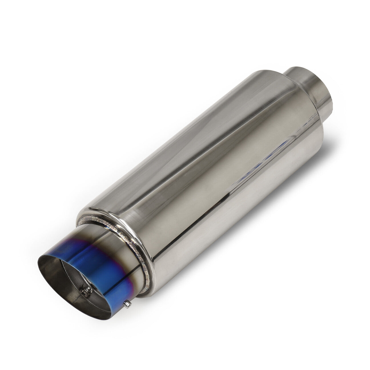 Universal 3" Inlet / 4" Slant Tip Fireball Style Stainless Steel Exhaust Muffler Burnt - Parts Agent