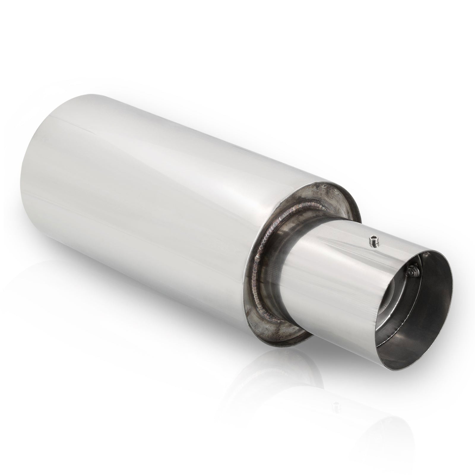 Universal 3" Inlet / 4" Straight Tip N1 Style Stainless Steel Exhaust Muffler Chrome - Parts Agent