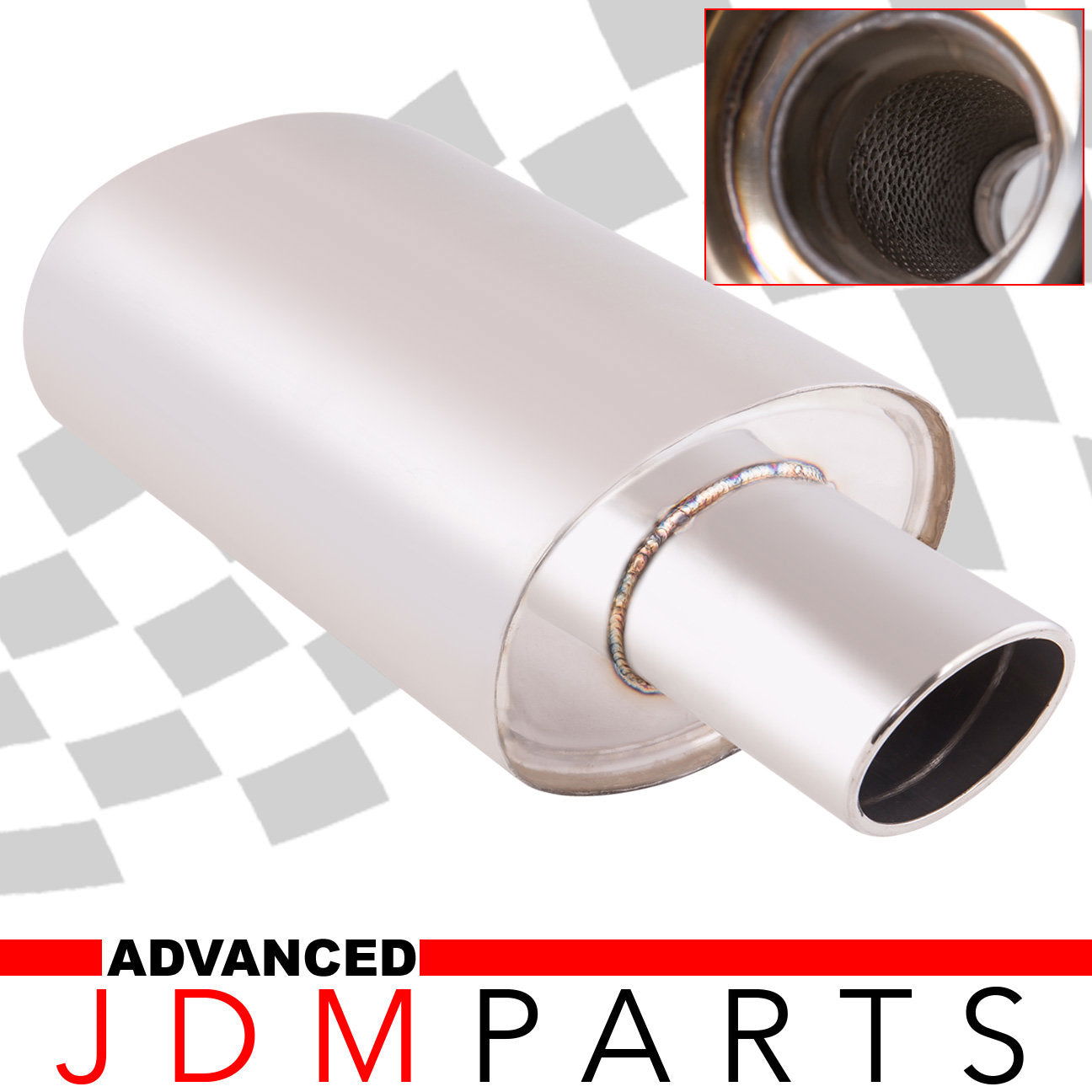 Universal 3" Inlet / 5.5" Oval Tip VIP Style Stainless Steel Exhaust Muffler Chrome - Parts Agent