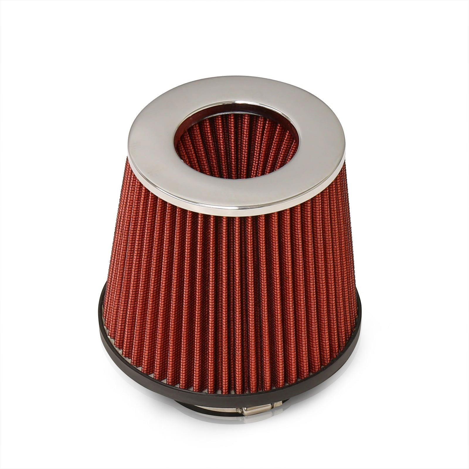 Universal 3" with 2.5" Adapter Air Filter Chrome Top / Red Body / Chrome Bottom - Parts Agent