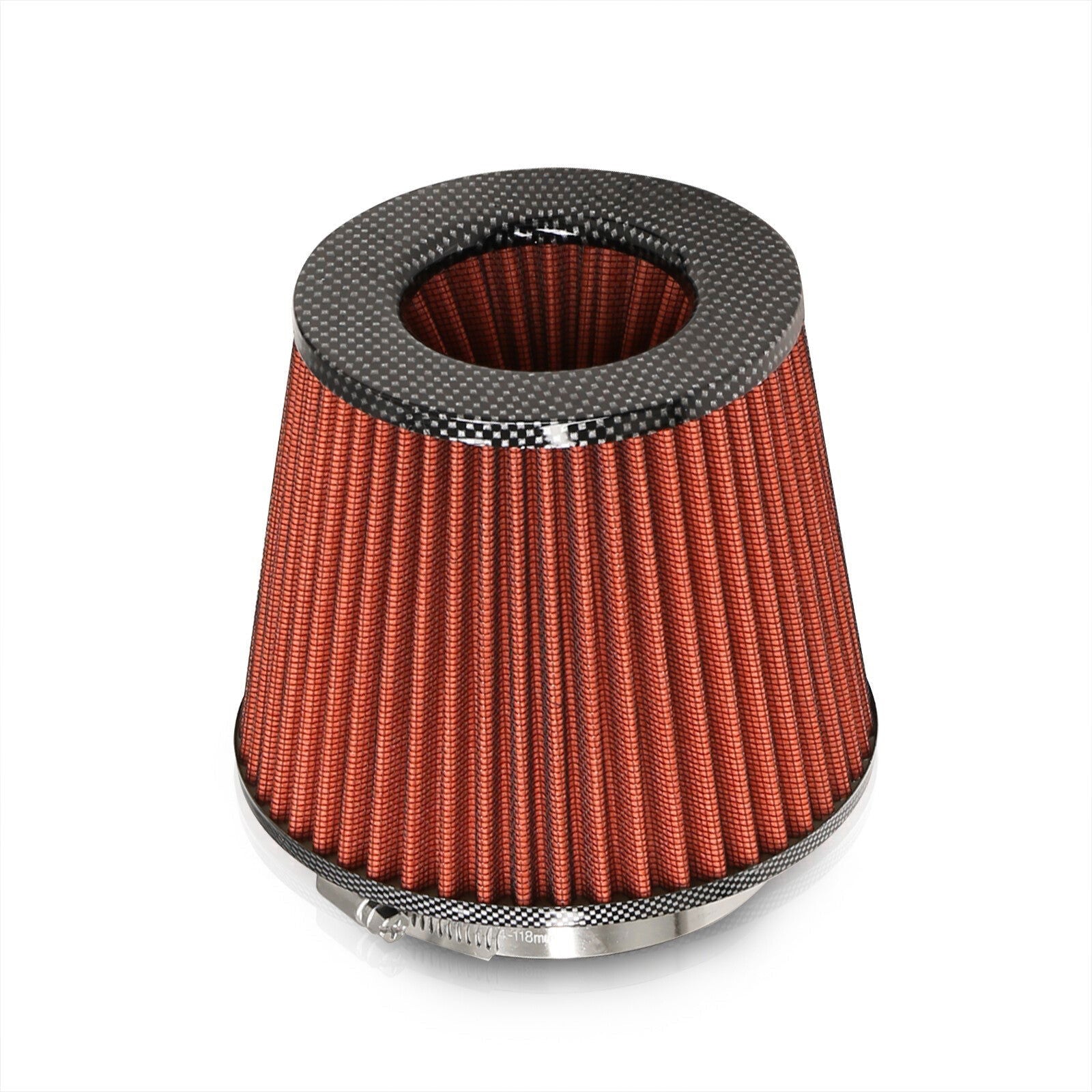 Universal 4" Air Filter Carbon Top / Red Body / Carbon Bottom - Parts Agent