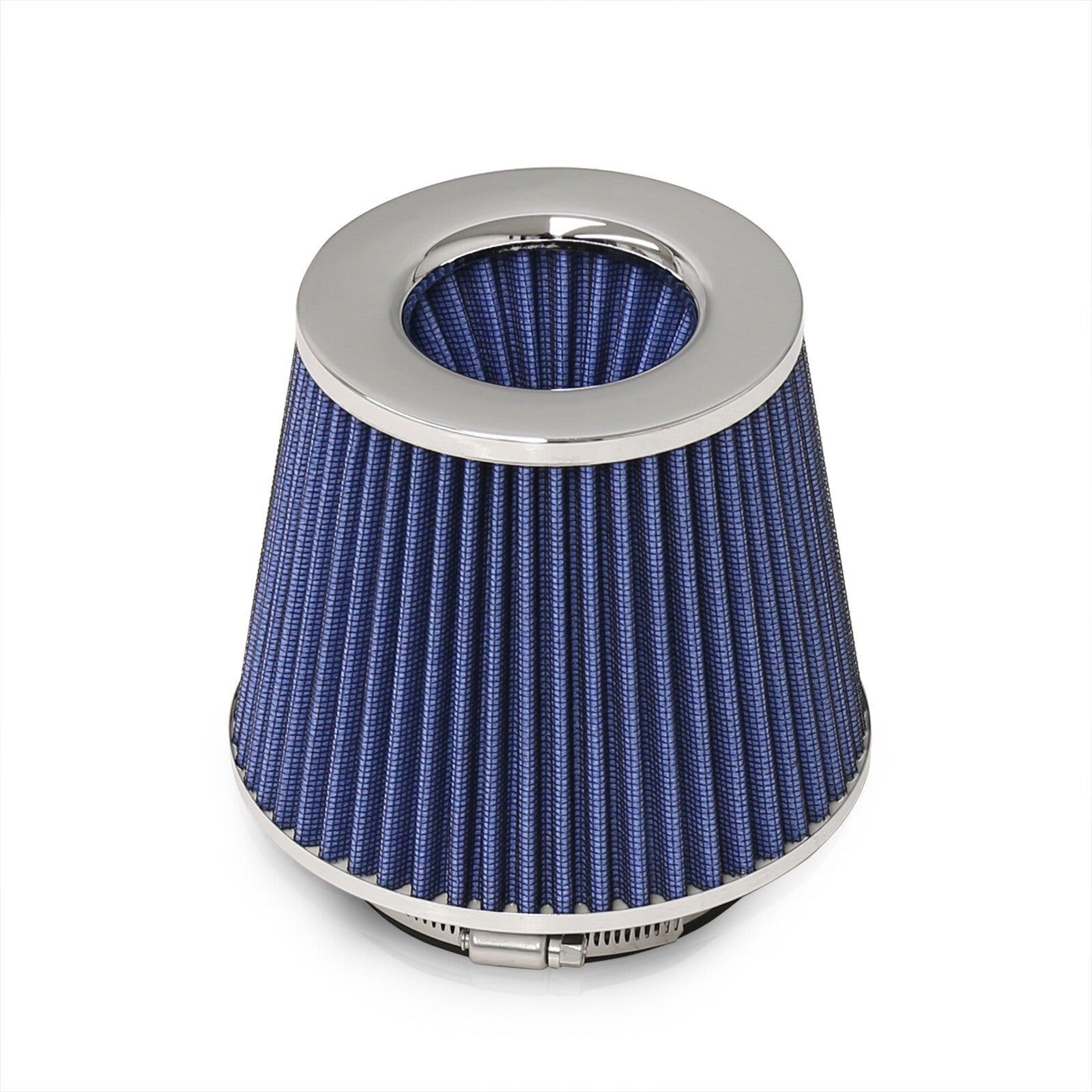 Universal 4" Air Filter Chrome Top / Blue Body / Chrome Bottom - Parts Agent