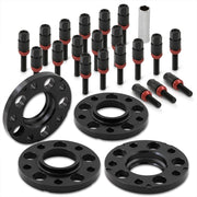 Universal 4 Piece Wheel Spacers + Extended Lug Nut Bolts Black - PCD: 5x120 | Thread Pitch: M12x1.5 | Bore: 72.56mm | Thickness: 15mm | Lug Nuts: 40mm - Parts Agent
