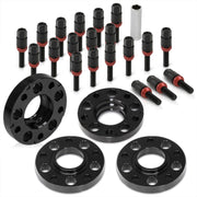 Universal 4 Piece Wheel Spacers + Extended Lug Nut Bolts Black - PCD: 5x120 | Thread Pitch: M12x1.5 | Bore: 72.56mm | Thickness: 20mm | Lug Nuts: 45mm - Parts Agent
