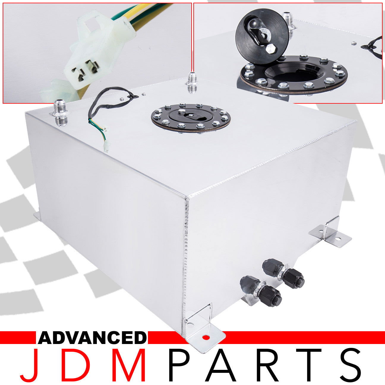 Universal 50 Liter / 13 Gallon Chrome Aluminum Fuel Cell Tank W/ Black Cap - Parts Agent