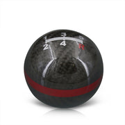 Universal 5 Speed M10x1.5 Ball Shift Knob Black Carbon Fiber with Red Rings - Parts Agent