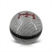 Universal 5 Speed M10x1.5 Ball Shift Knob Silver Carbon Fiber with Black Rings - Parts Agent