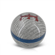 Universal 5 Speed M10x1.5 Ball Shift Knob Silver Carbon Fiber with Blue Rings - Parts Agent