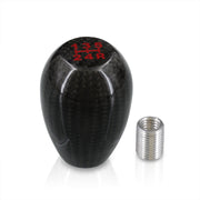 Universal 5 Speed M10x1.5 Type-R Style Shift Knob Black Carbon Fiber with Red Lettering - Parts Agent