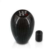 Universal 5 Speed M10x1.5 Type-R Style Shift Knob Carbon Fiber with White Lettering - Parts Agent