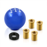 Universal 5 Speed M8 M10 M12 Ball Shift Knob Blue with White Lettering - Parts Agent