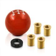 Universal 5 Speed M8 M10 M12 Ball Shift Knob Orange with White Lettering - Parts Agent