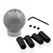 Universal 5 Speed M8 M10 M12 Ball Shift Knob Silver Carbon Fiber - Parts Agent