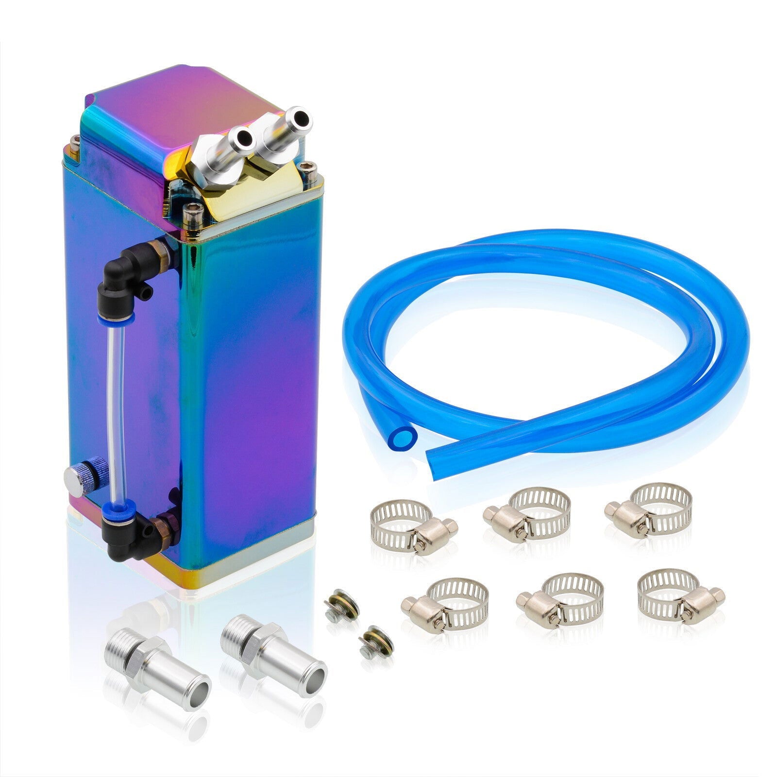 Universal 600ML Rectangular Oil Catch Can Tank 7"x3"x2.5" Neo Chrome - Parts Agent