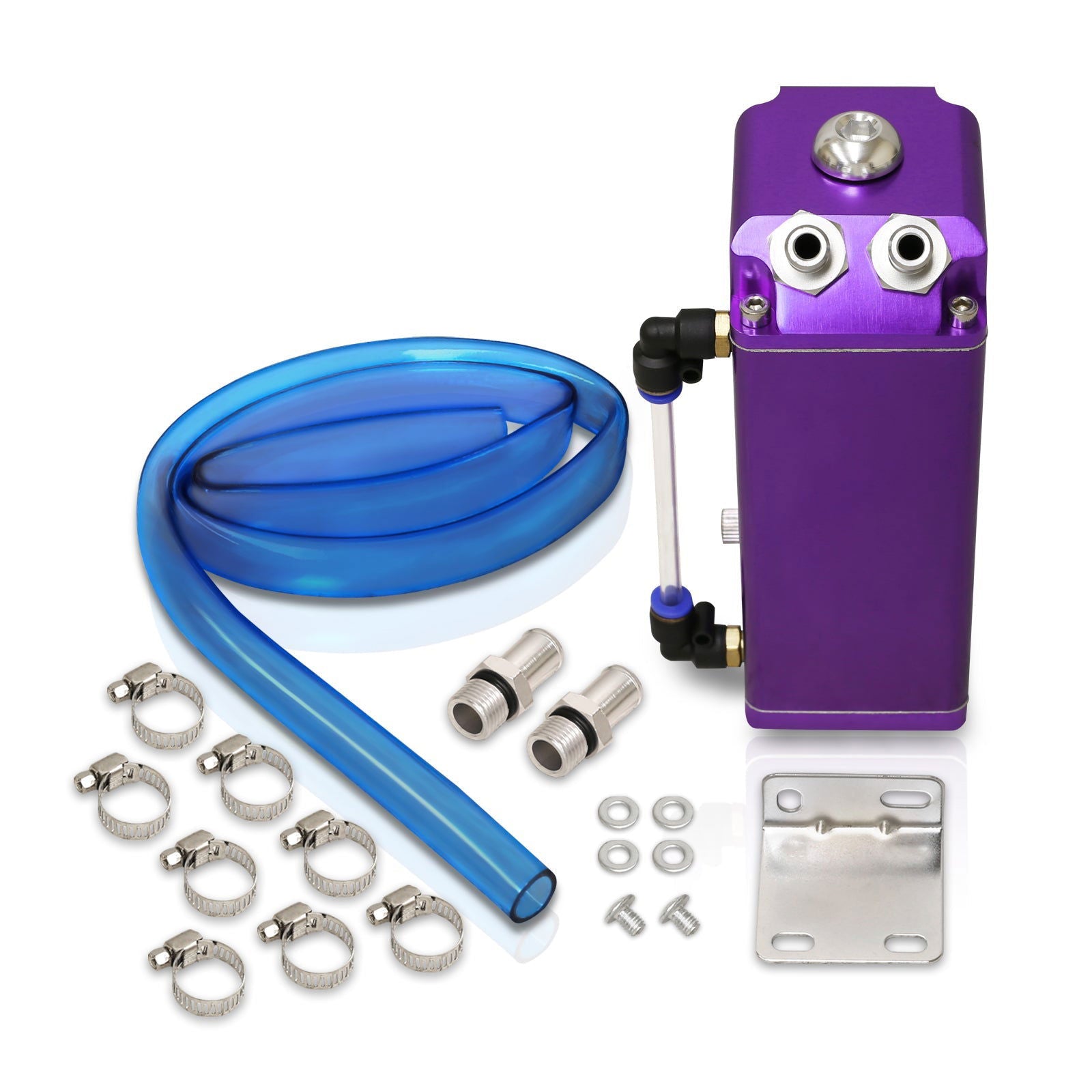 Universal 600ML Rectangular Oil Catch Can Tank 7"x3"x2.5" Purple - Parts Agent