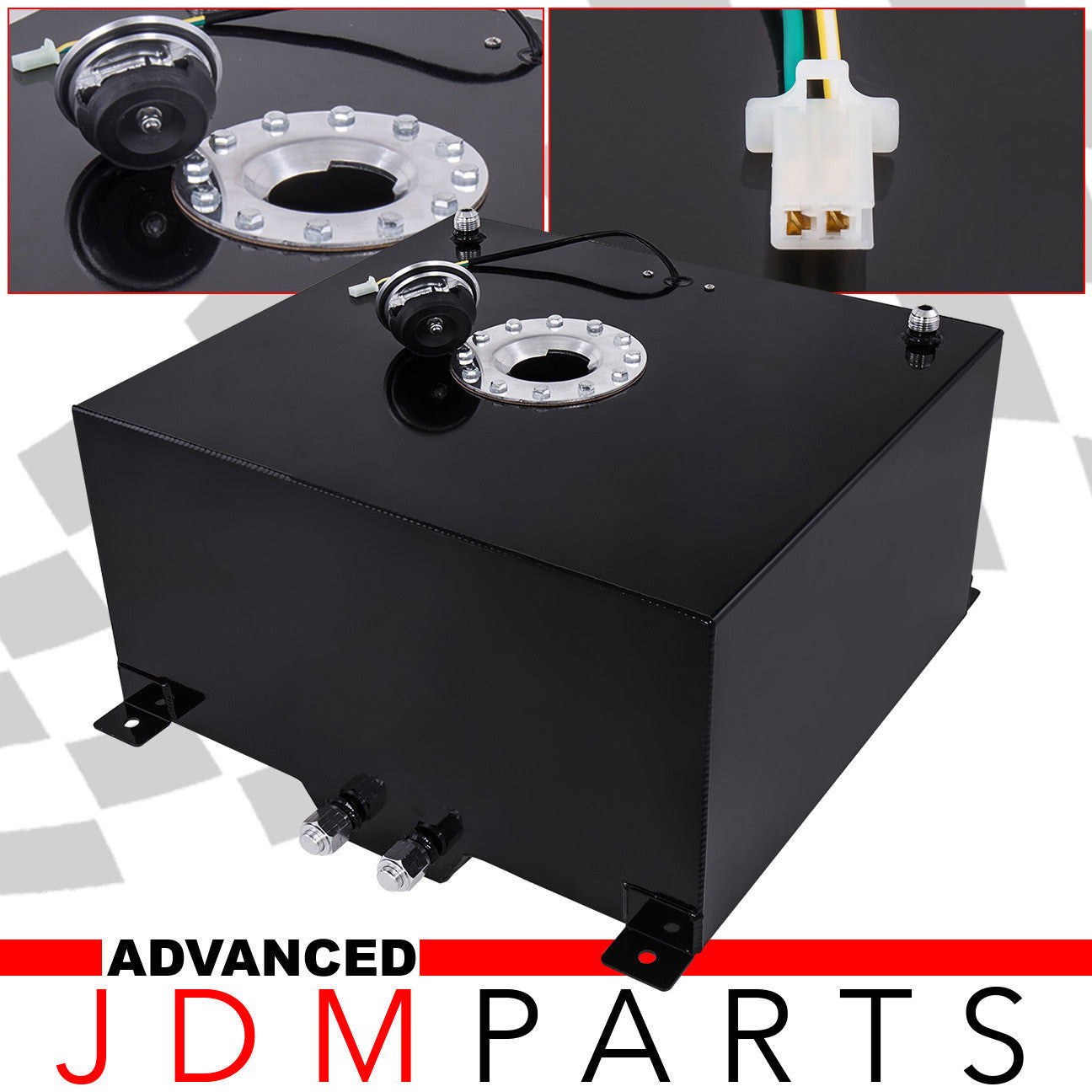 Universal 60 Liter / 15 Gallon Black Aluminum Fuel Cell Tank W/ Chrome Cap - Parts Agent