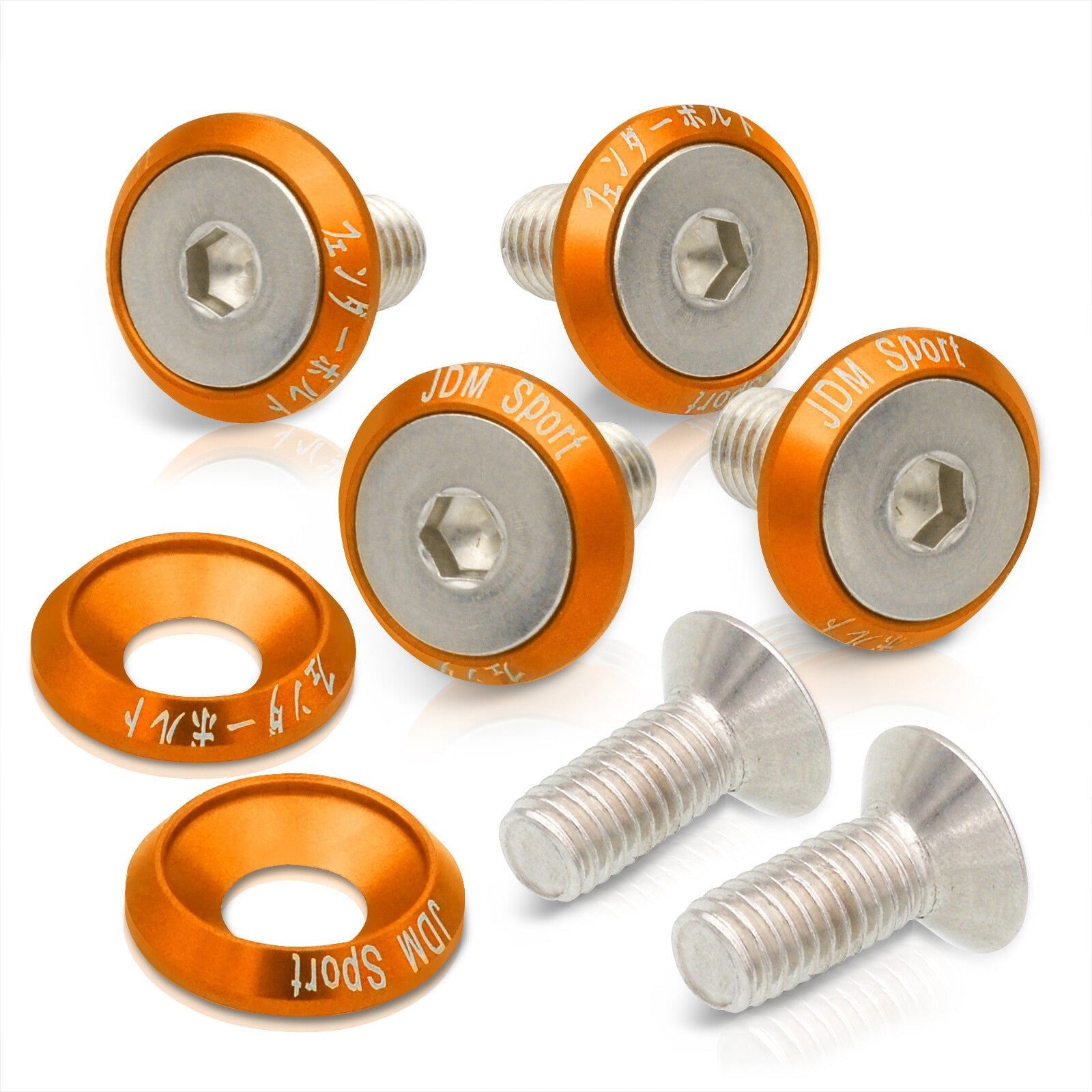 Universal 6 Piece JDM Gold Billet Aluminum Engine Bay Dress Up Kit M8 x 20mm Fender Washer - Parts Agent