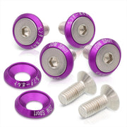 Universal 6 Piece JDM Purple Billet Aluminum Engine Bay Dress Up Kit M8 x 20mm Fender Washer - Parts Agent