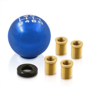 Universal 6 Speed M8 M10 M12 Ball Shift Knob Blue with White Lettering - Parts Agent