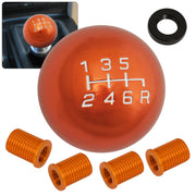 Universal 6 Speed M8 M10 M12 Ball Shift Knob Orange with White Lettering - Parts Agent