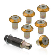 Universal 6pcs JDM Sport Fender Washer M8 Hex Screw Drivet Type Anchor Lock Fasteners Kit Gold - Parts Agent
