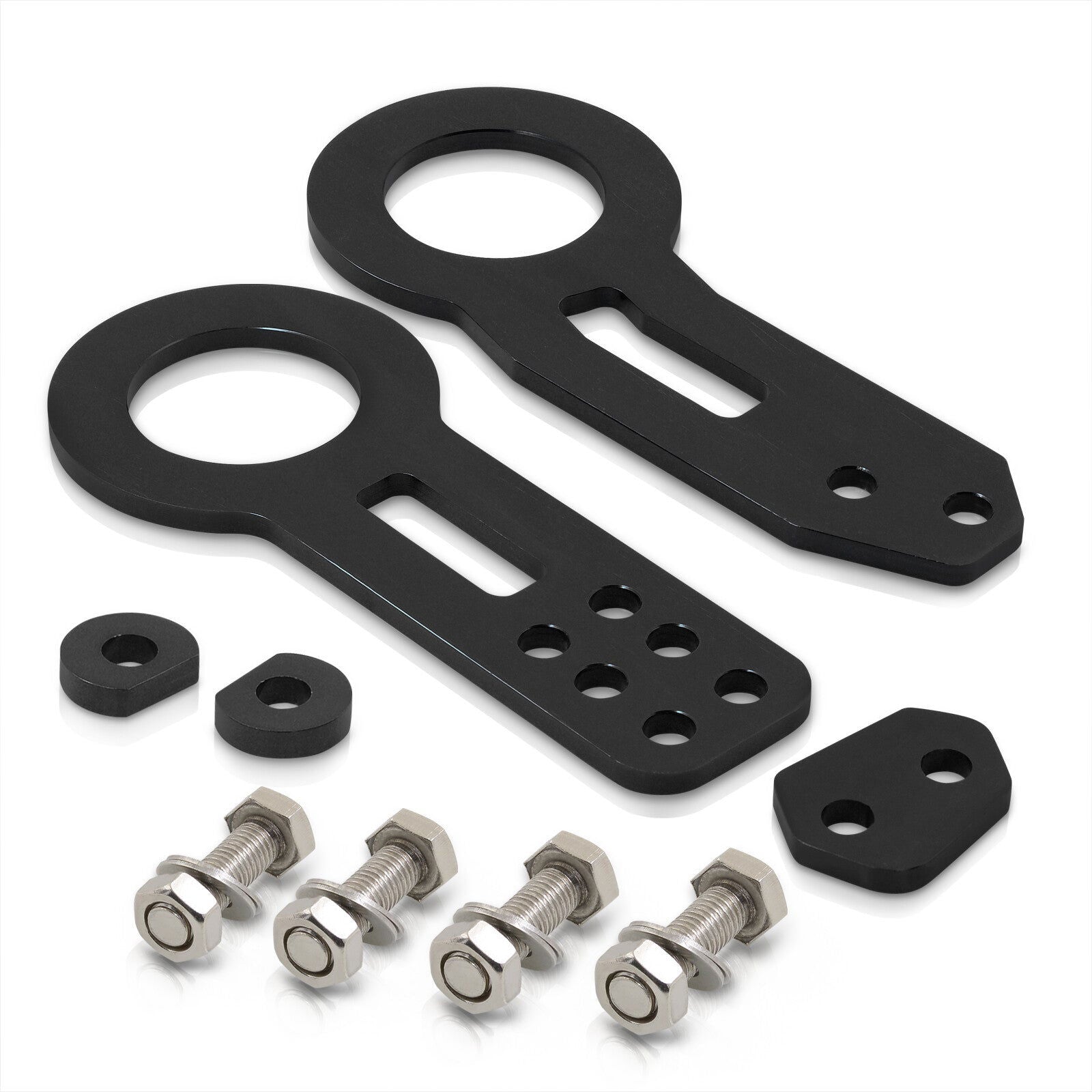 Universal 8mm Front and Rear Tow Hook Kit Black - Parts Agent