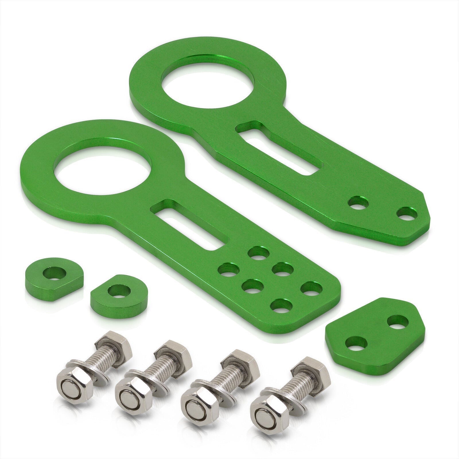 Universal 8mm Front and Rear Tow Hook Kit Green - Parts Agent