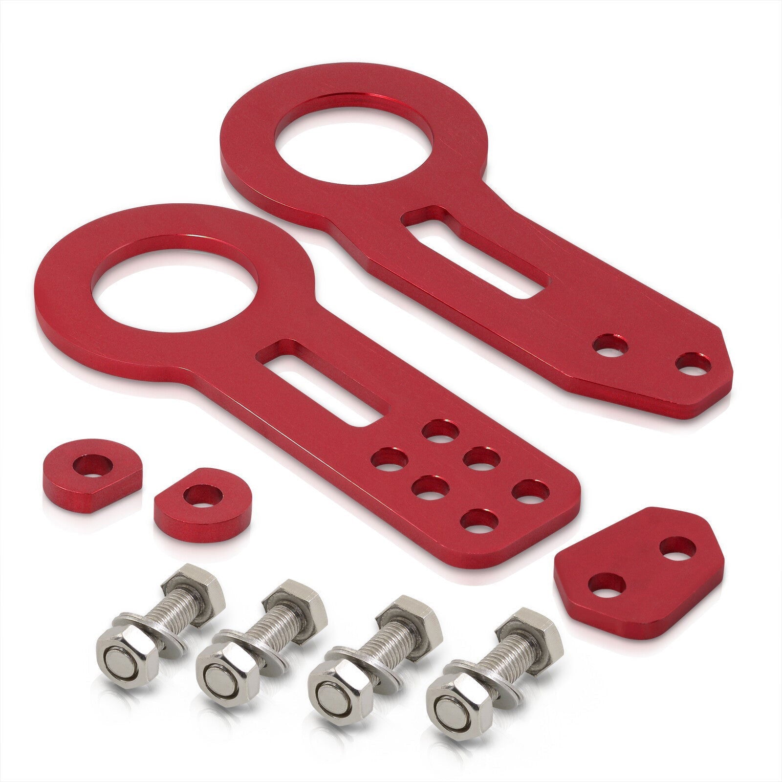 Universal 8mm Front and Rear Tow Hook Kit Red - Parts Agent