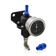 Universal Adjustable Aluminum Fuel Pressure Regulator With Liquid Gauge 0-140 Psi Engine Motor Turbocharger Supercharger N/A Set Kit Anodized Black + Liquid Filled Gauge - Parts Agent